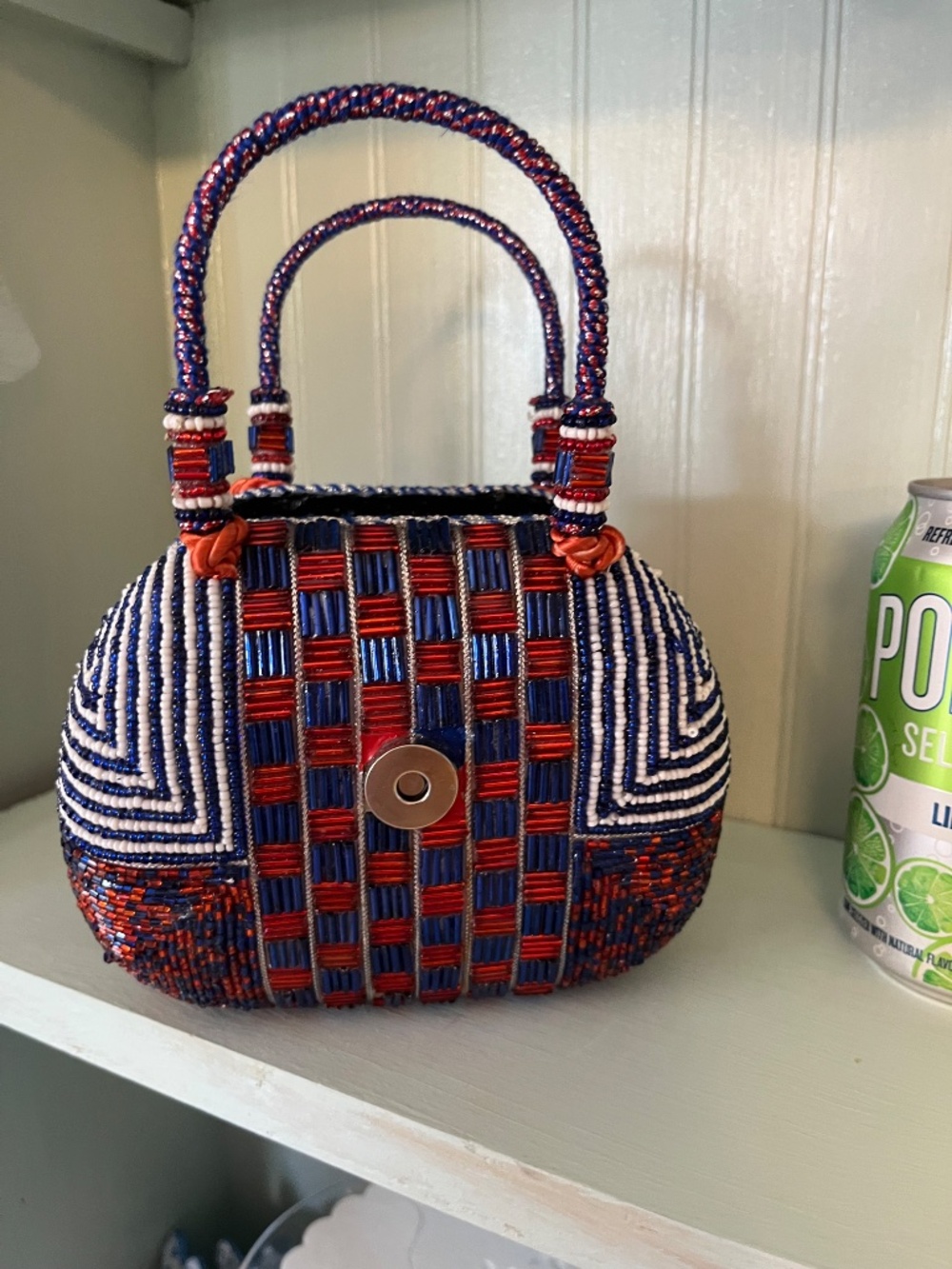 Mary Frances red,white and blue beaded handbag - Picture 7 of 8